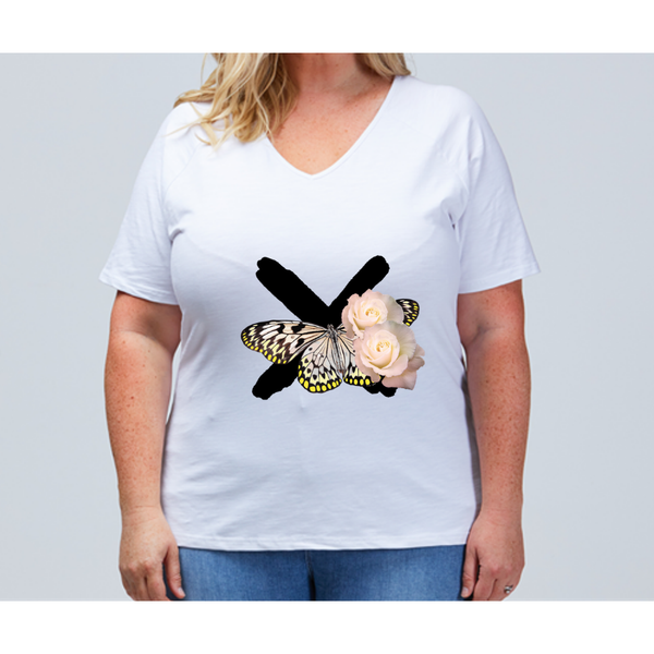 NICKY TEE - Butterfly Flowers Cross